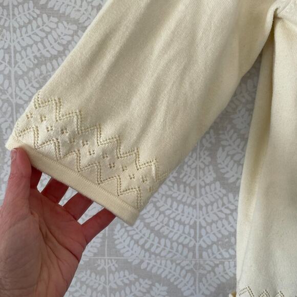 Pale Butter Yellow 3/4 Sleeve Cotton Blend Mock Shirt/Top Cardigan Combo/Set 2X - Picture 4 of 12